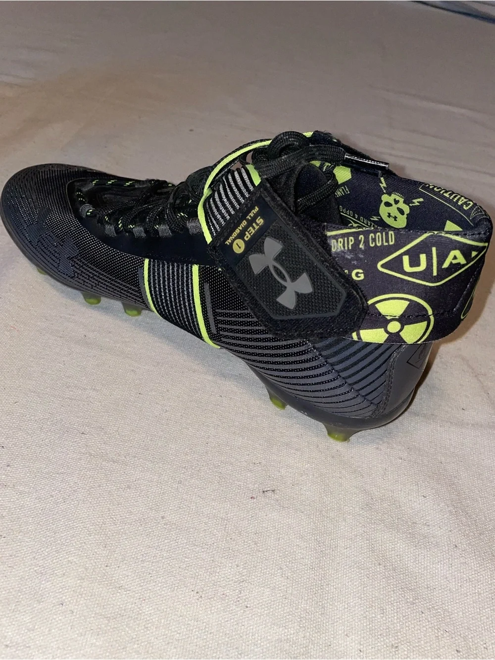 Men's Black, Silver and Neon Green Football Cleats